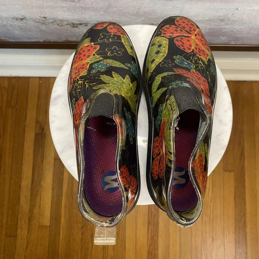 Sloggers Rain Boots Womens Size 8 Multicolor Floral Ankle Garden Waterproof